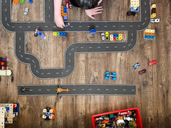 InRoad Toys PlayTape with cars on road shows quick setup.