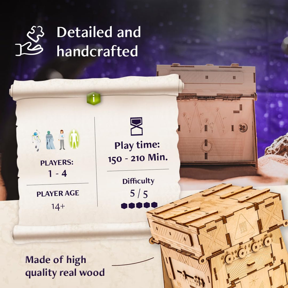 INSCAPE Cosmic Artifact Puzzle Box open reveals hidden compartments perfect for secret keepsakes.
