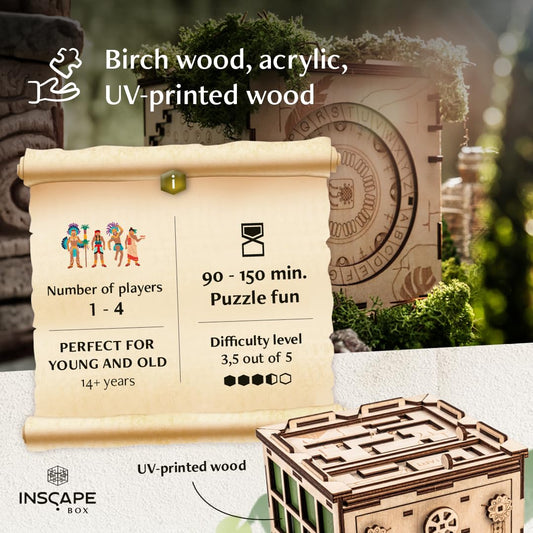 INSCAPE Maya's Myths inside view reveals 3D puzzle pieces, ideal for family bonding