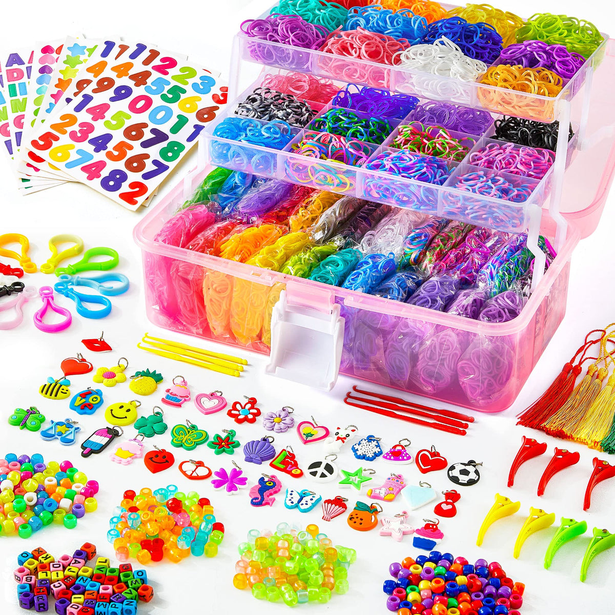INSCRAFT 17500+ rubber bands kit contents for organized crafting