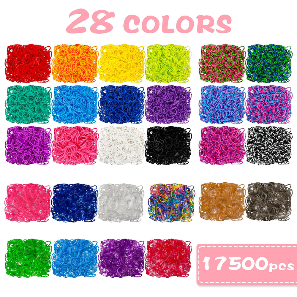 INSCRAFT 28-color rubber bands variety enables diverse designs.