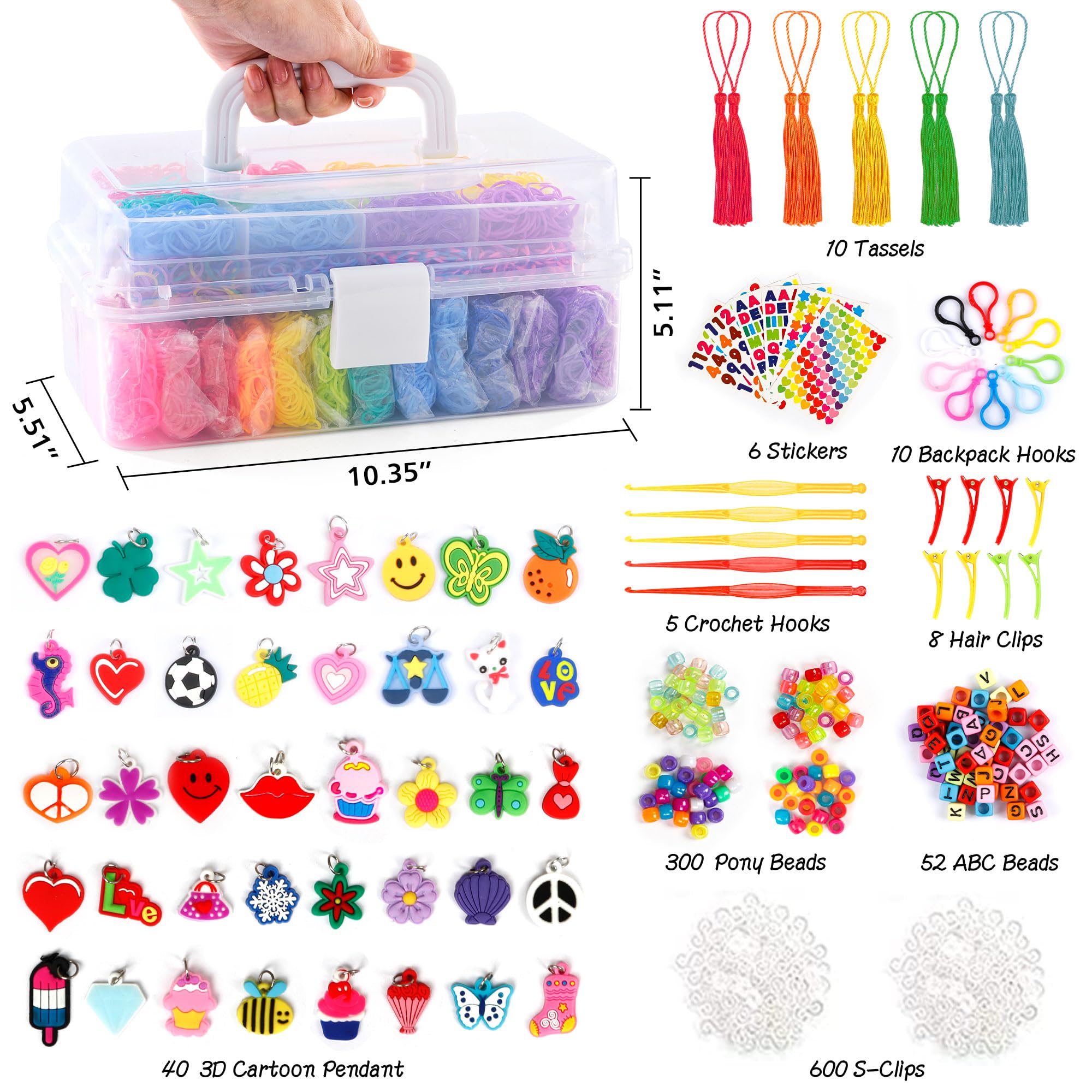INSCRAFT 28-color rubber bands showing vibrant palette for kids' loom projects