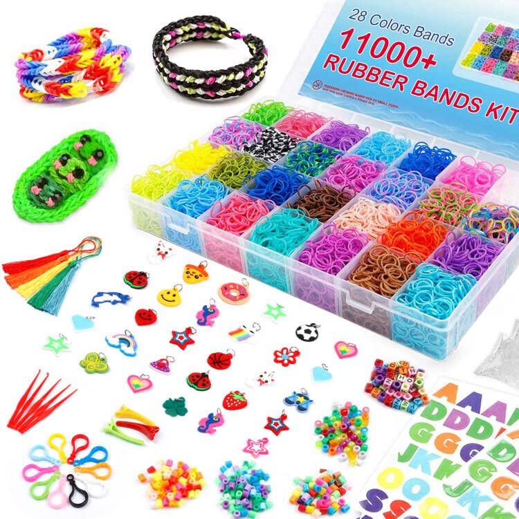 INSCRAFT rubber-band refill kit with container keeps bands organized for quick bracelet making