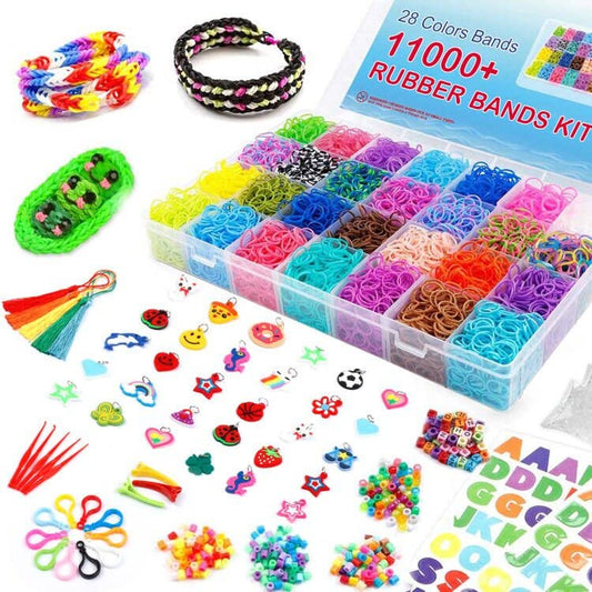 INSCRAFT rubber-band refill kit with container keeps bands organized for quick bracelet making