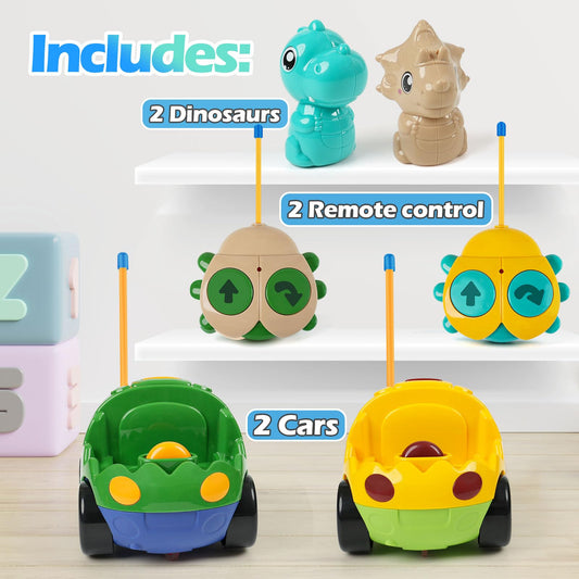 INSFUN Dino RC car side view highlights compact, toddler-friendly design
