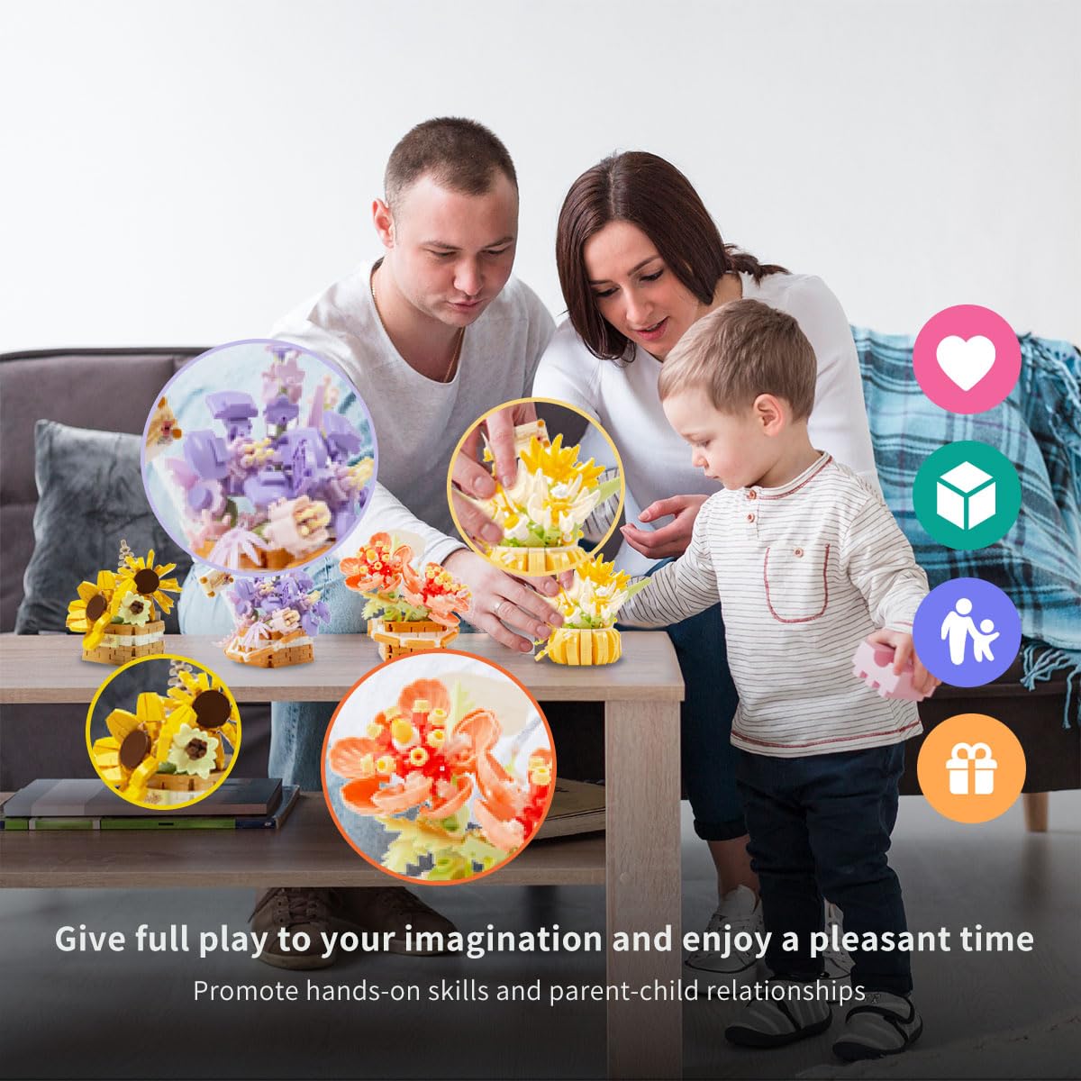 Insgen artificial flowers bouquet blocks display a vibrant, fade-free arrangement for any room.