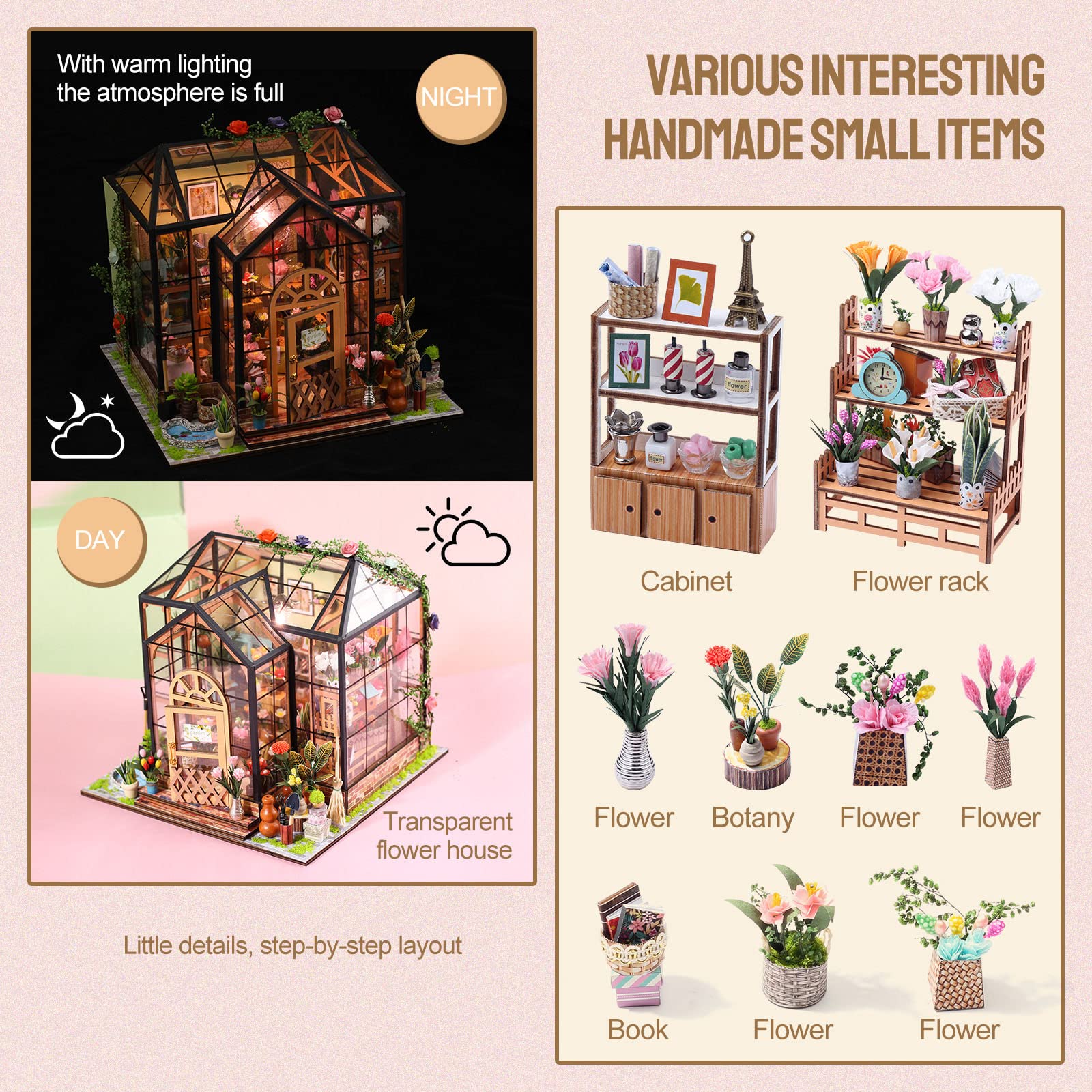 Insgen dollhouse LED lights illuminate tiny rooms with warm ambience