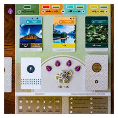 Inside Up Games Earth: card drafting and action selection in motion.
