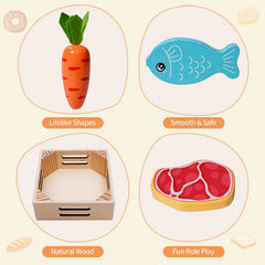 Inslat menu for pretend shopping helps learn item names and categories