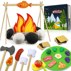 Inslat pretend campfire playset campfire scene for imaginative outdoor play at home.