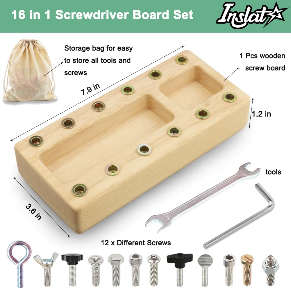 Inslat screwboard parts laid out for hands-on problem solving.