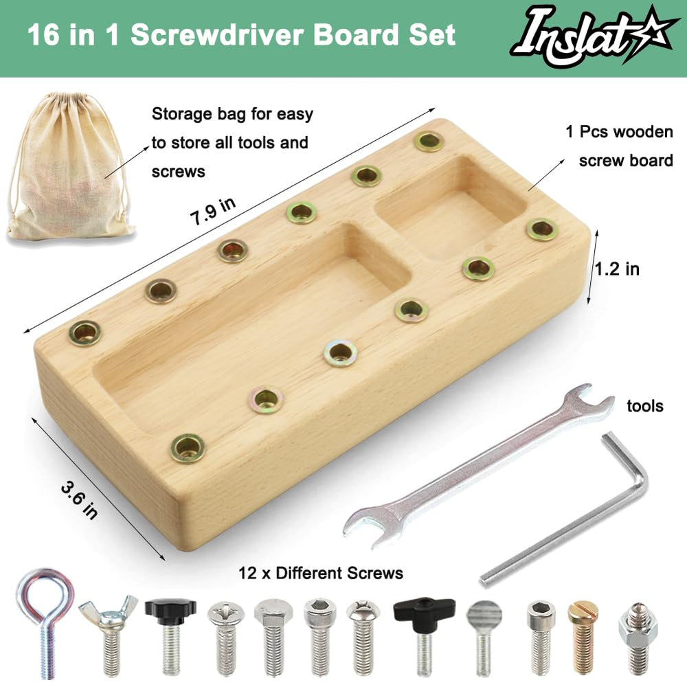 Inslat screwboard parts laid out for hands-on problem solving.