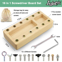 Inslat screwboard parts laid out for hands-on problem solving.