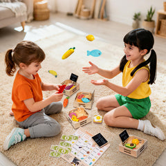 Inslat varied play-food fruits vegetables meats add colorful role-play options