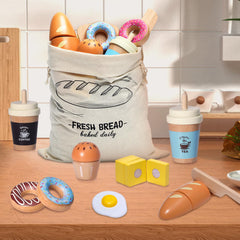 Inslat Wooden Bakery Playset egg muffin butter block adds realistic food manipulation
