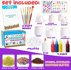 Insnug unicorn dessert squishies ready for painting with bright colors and scent
