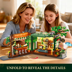 Green tree adds street charm and color to the scene.