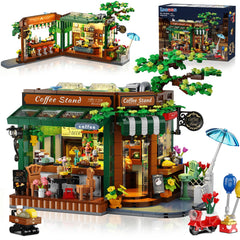 INSOON City Street Café House with light kits creates a warm night display.