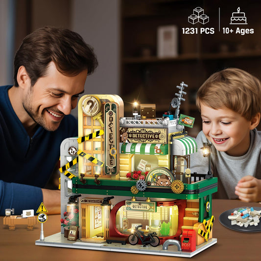 INSOON Detective Agency Building Set interior reception area encourages imaginative play