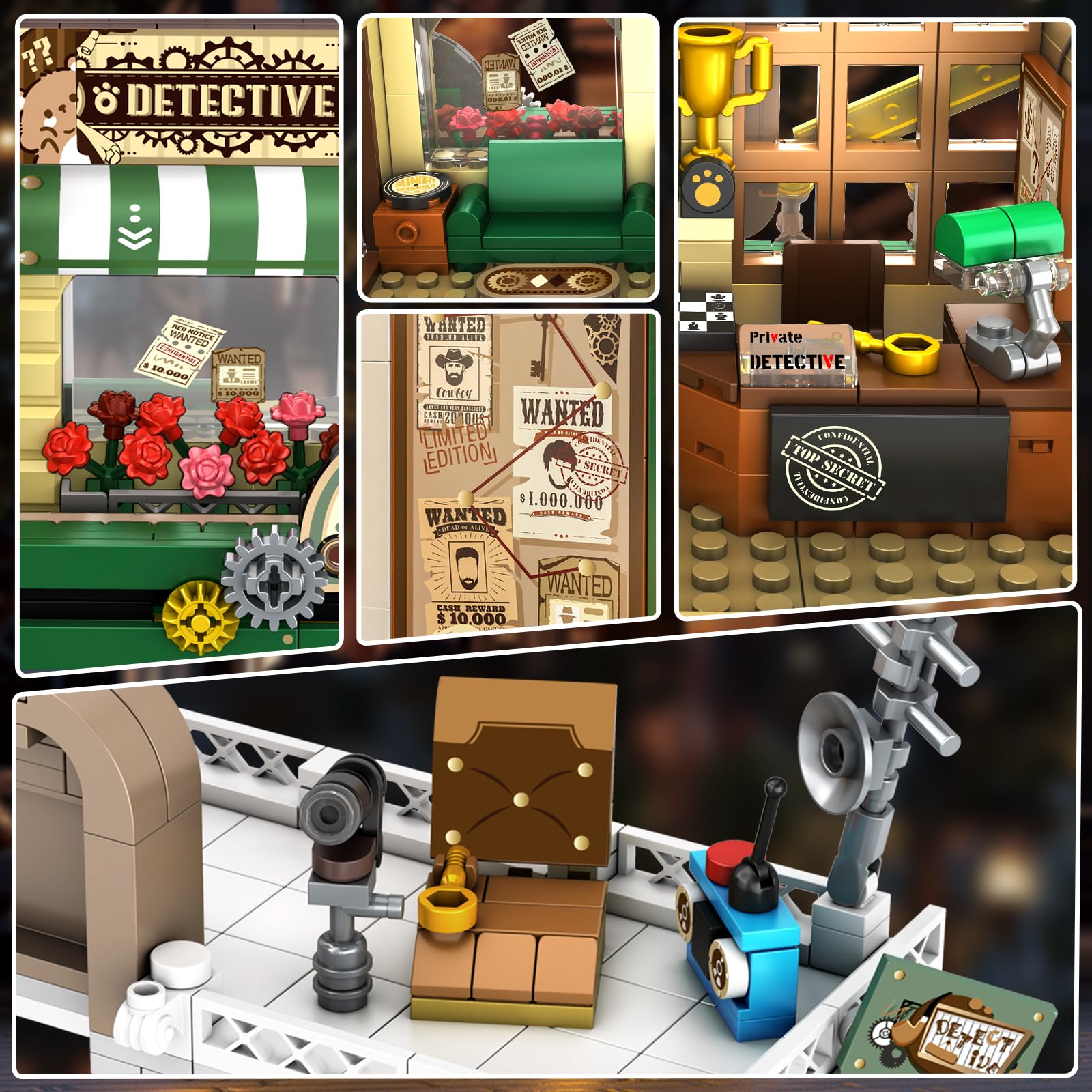 INSOON Detective Agency Building Set second-floor sofa and record player enhance role-play