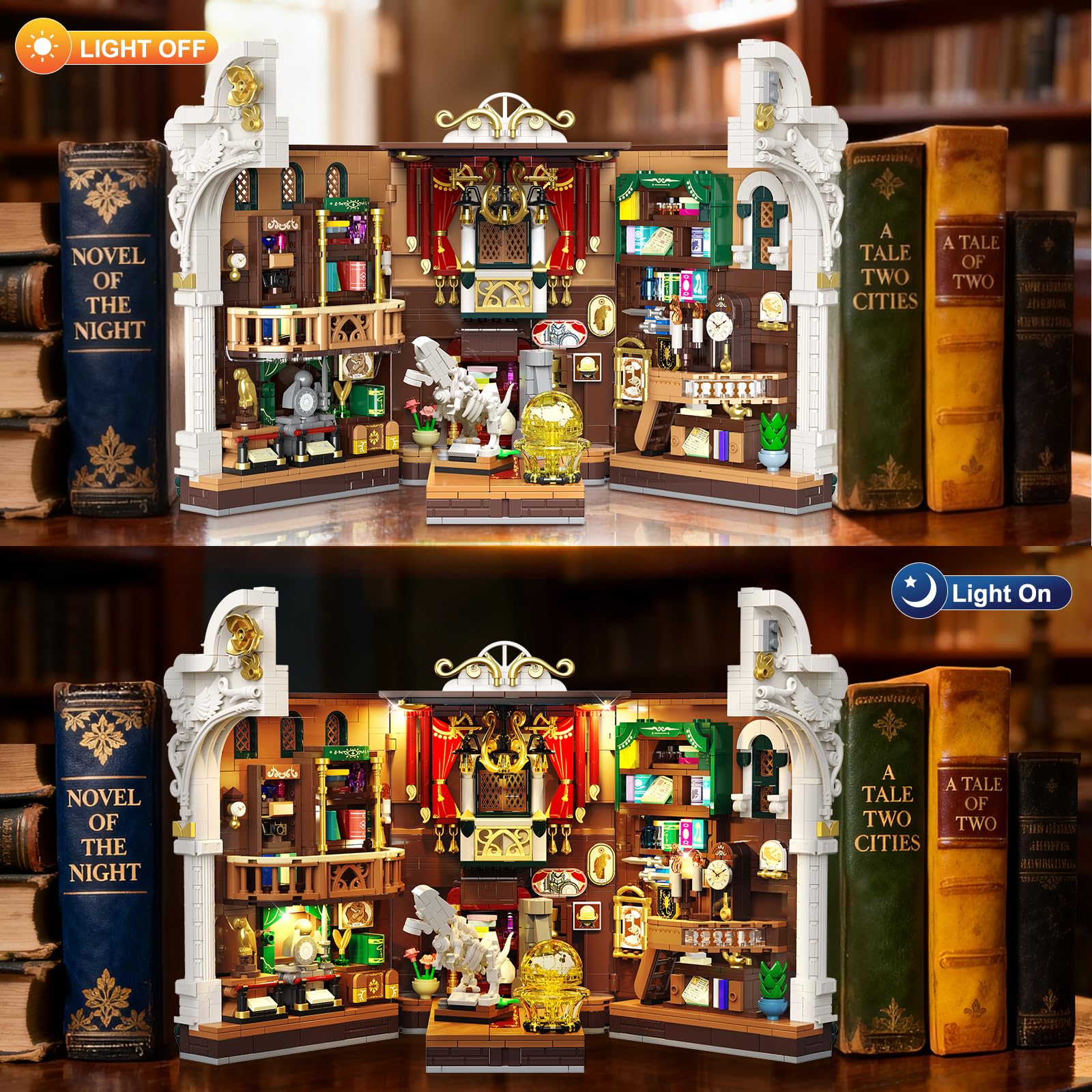 INSOON Dinosaur Museum Book Nook premium ABS bricks ensure durable, smooth assembly