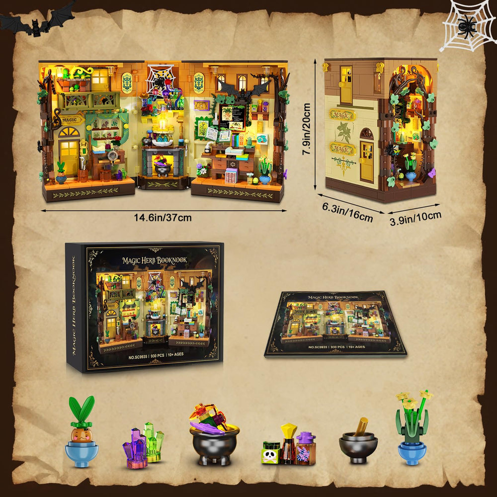INSOON Magic Herb Booknook durable ABS bricks for lasting model.