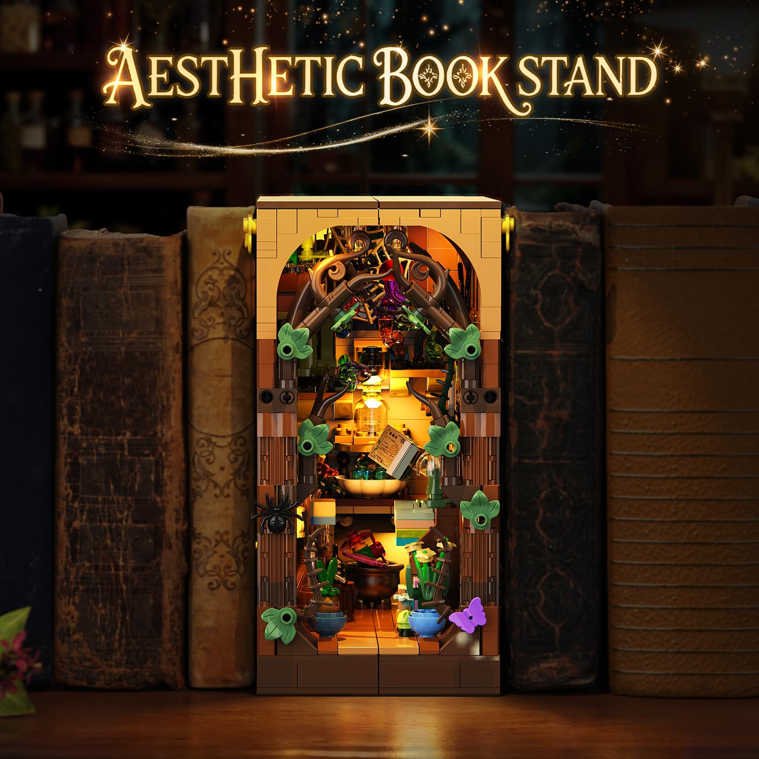 INSOON Magic Herb Booknook study; wizard charts and tools on display.
