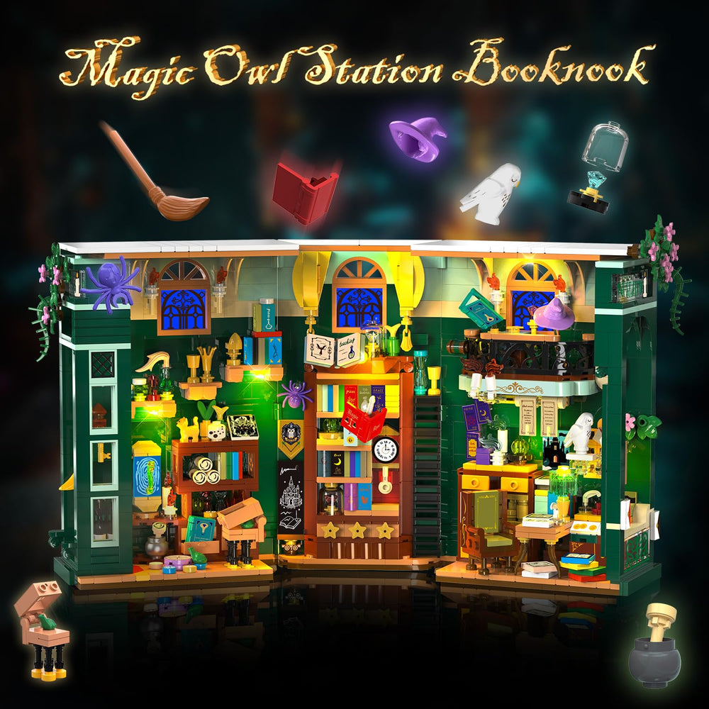 INSOON Magic Owl Station open book nook reveals intricate interior details.