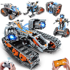 INSOON 5-in-1 building toy tank assembly for creative play.