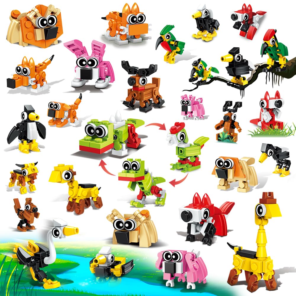 INSOON animals building blocks closeup with bright colors for creative play.