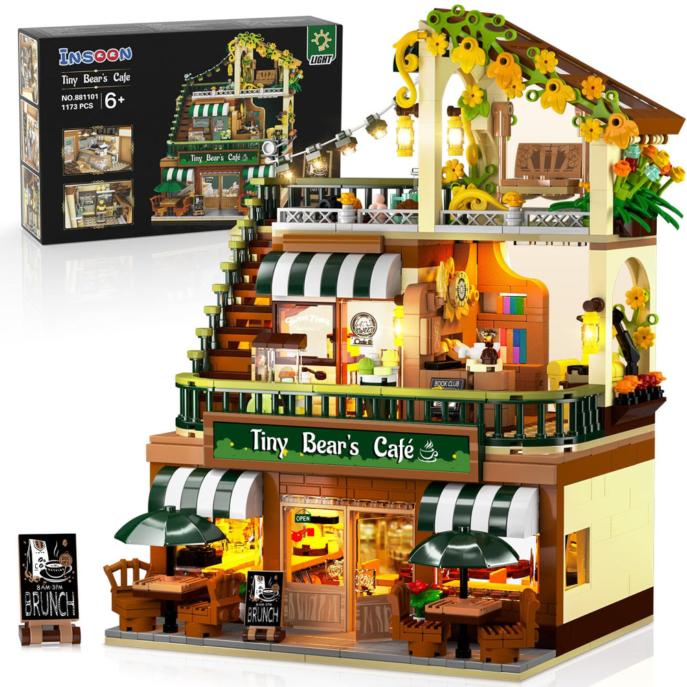 INSOON City Coffee House Building Set front view for creative city cafe play
