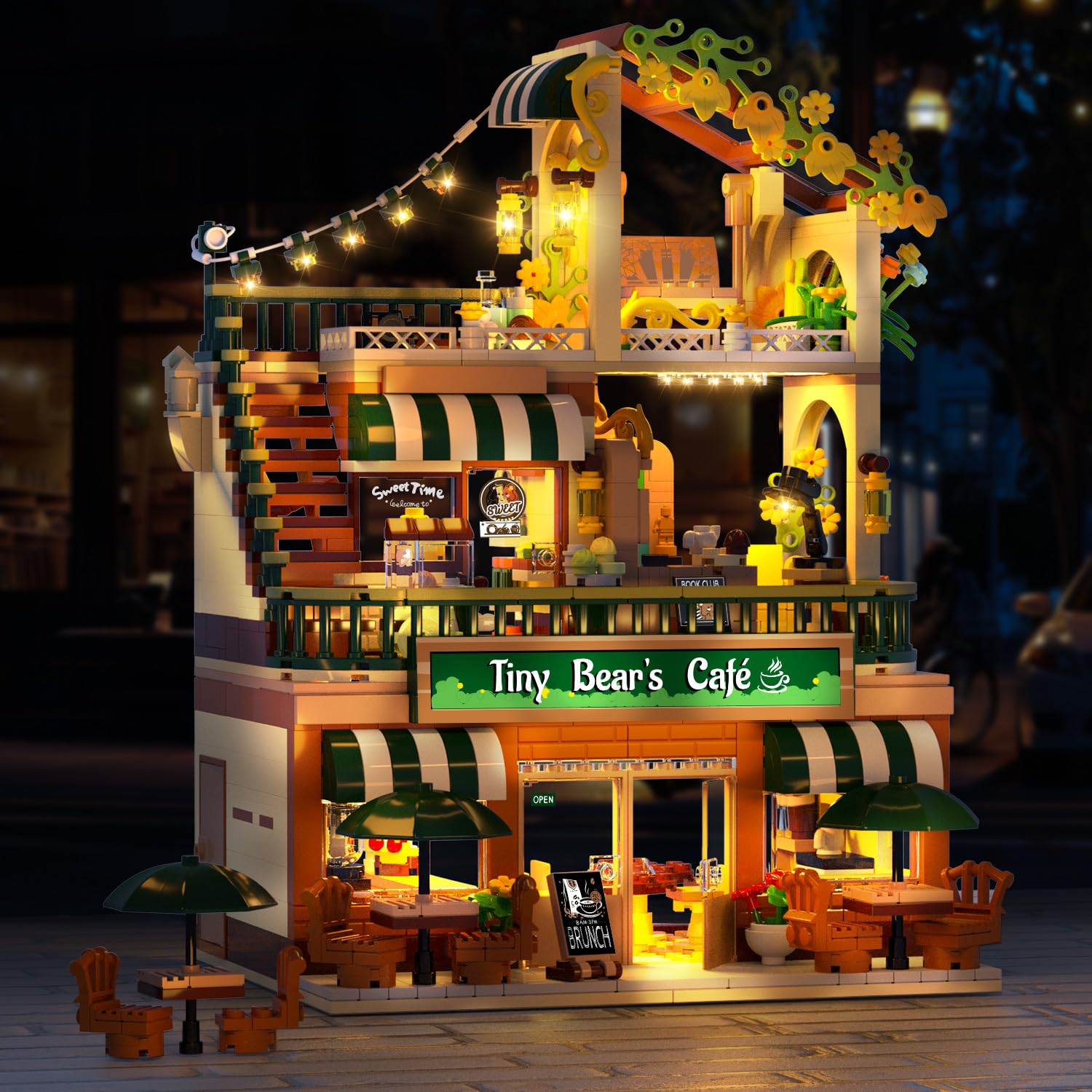 INSOON City Coffee House Building Set top floor swing and stage for performances