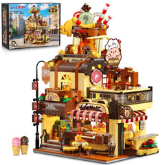 INSOON City Ice Cream House pieces close-up for precise brick alignment.