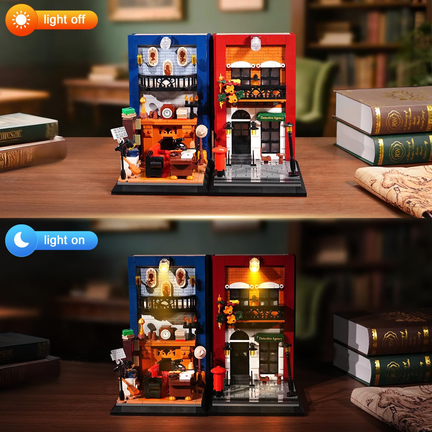 Insoon Detective Bookend Office Desk shows desk accessories and files