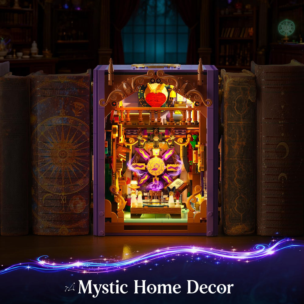 INSOON book nook zodiac sun wheel and rune circles detail