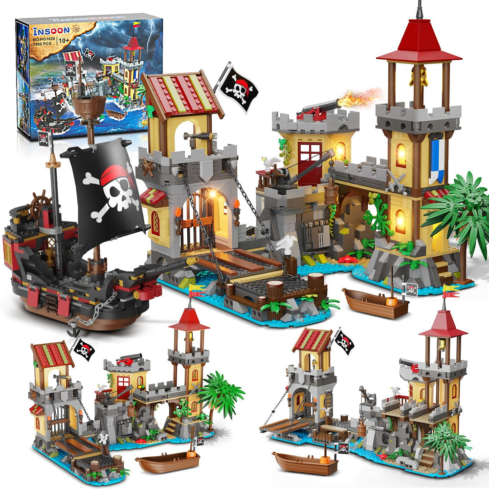 INSOON pirate castle lighting tower enhances dramatic play with glowing details.