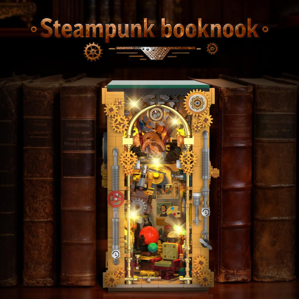 INSOON Stempunk Book Nook miniature workbench and tools scene