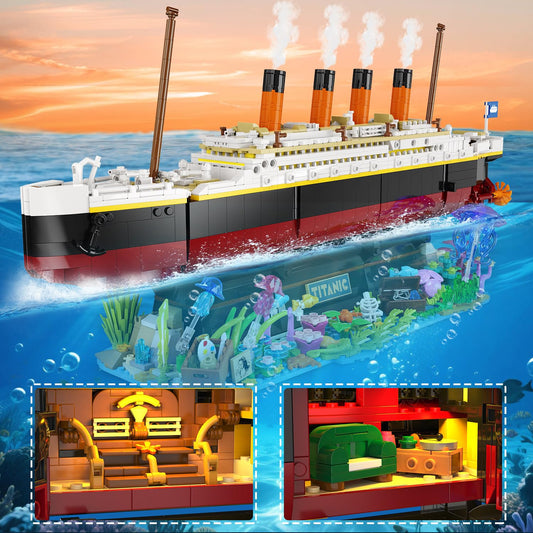 INSOON Titanic Building Set deck and smokestacks showing intricate craftsmanship