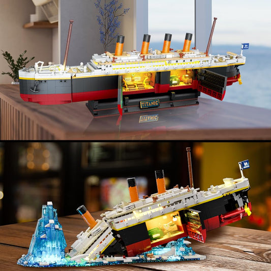 INSOON 2in1 Titanic model shows both complete ship and sunken wreck option