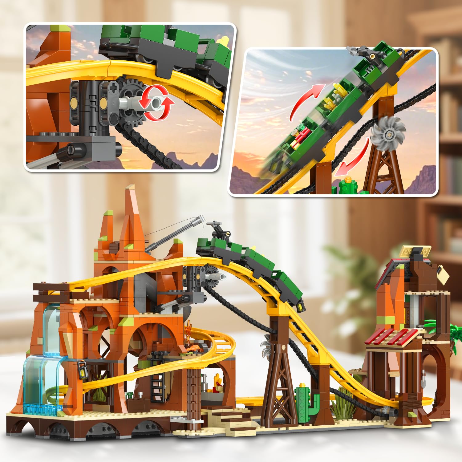 INSOON Western Roller Coaster cactus tumbleweed scene adds authentic western atmosphere to any shelf.