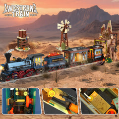 Insoon Western Train cars magnetically linked for easy assembly and a connected display