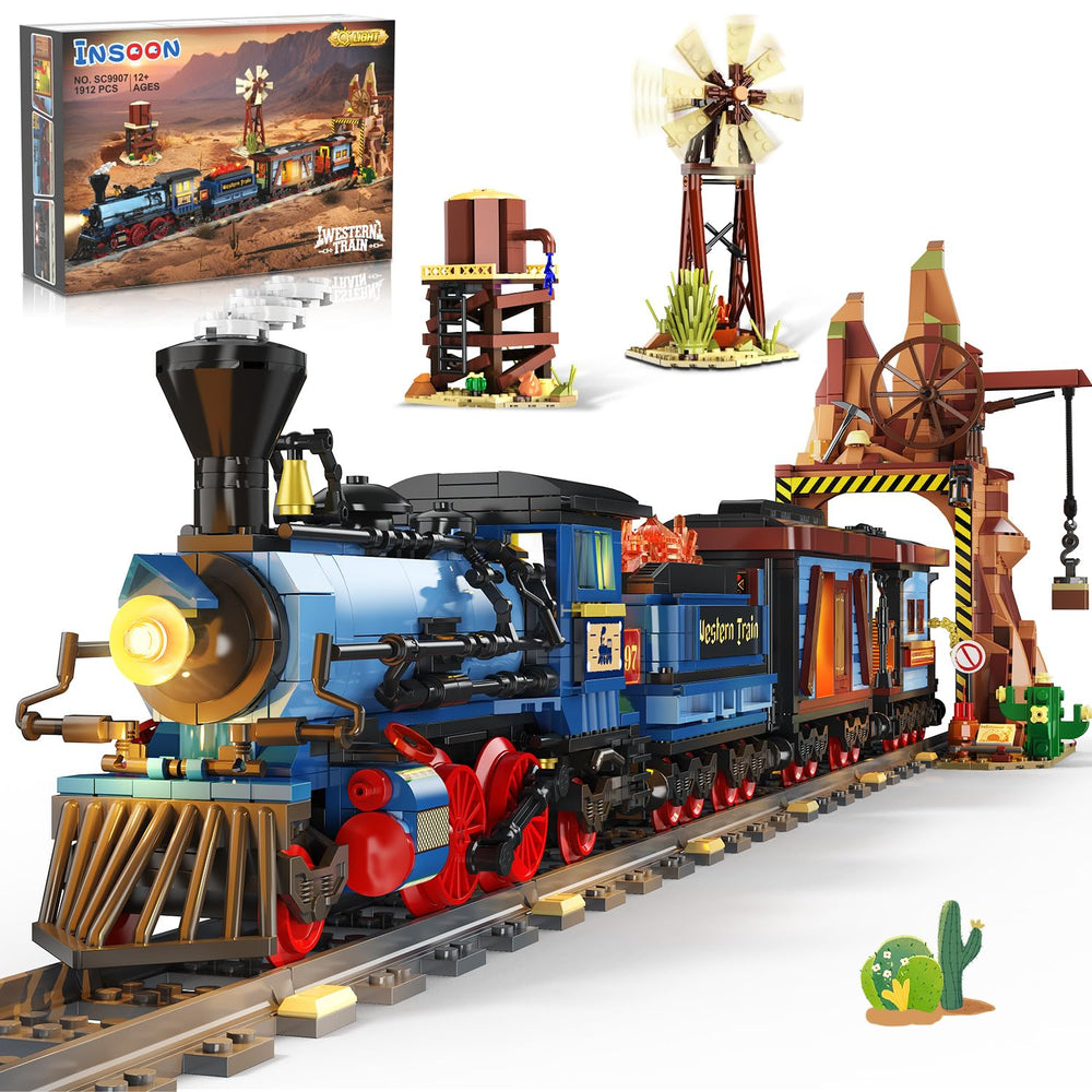 Insoon Western Train locomotive with LED lighting enhances display detail and nighttime appeal
