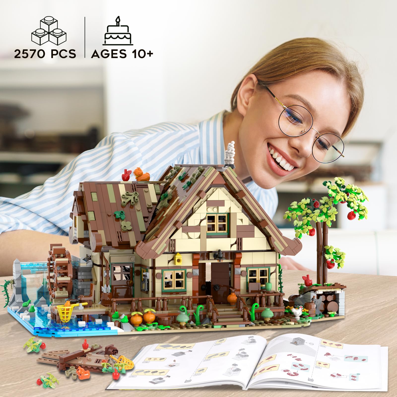 INSOON Wood Cabin Building Set 2570 pieces for a satisfying build