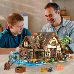 INSOON Wood Cabin Building Set pond scene for tranquil storytelling