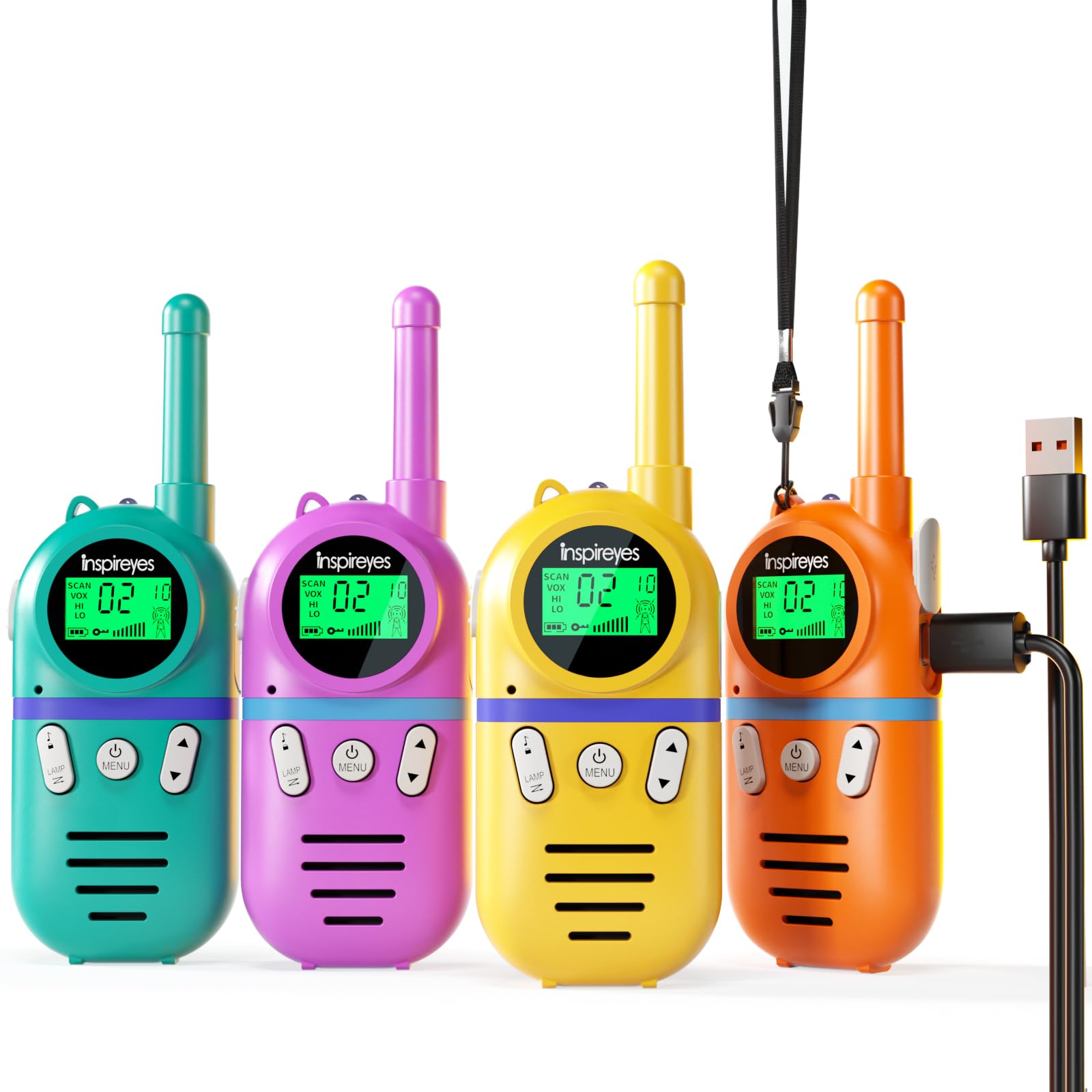 Inspireyes walkie talkie kids front view, lightweight design for small hands.