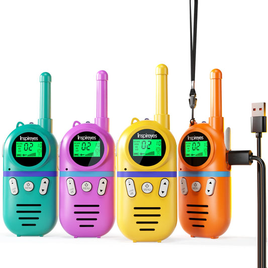 Inspireyes walkie talkie kids front view, lightweight design for small hands.