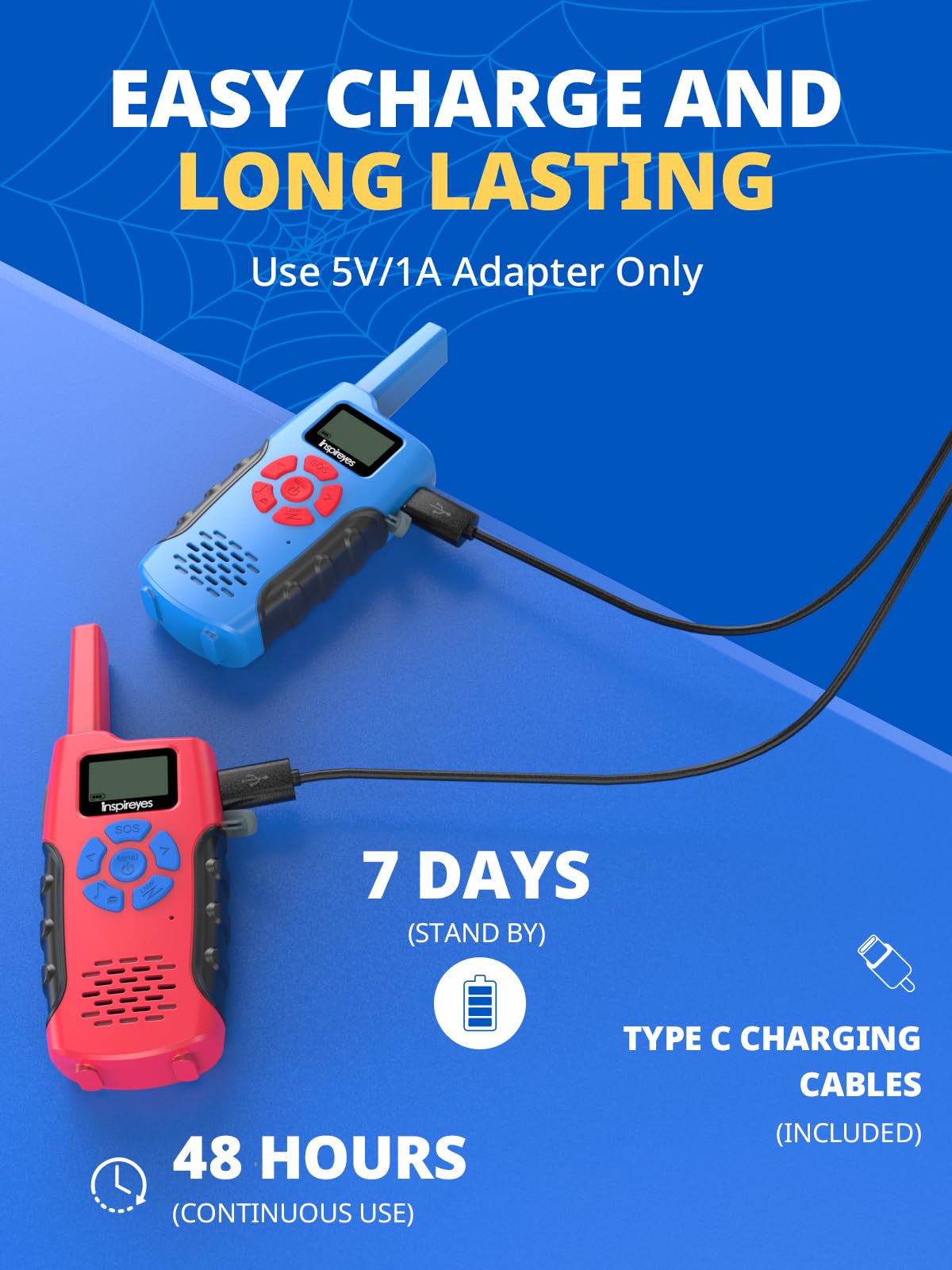 Inspireyes walkie-talkie held by child during outdoor play for easy communication.