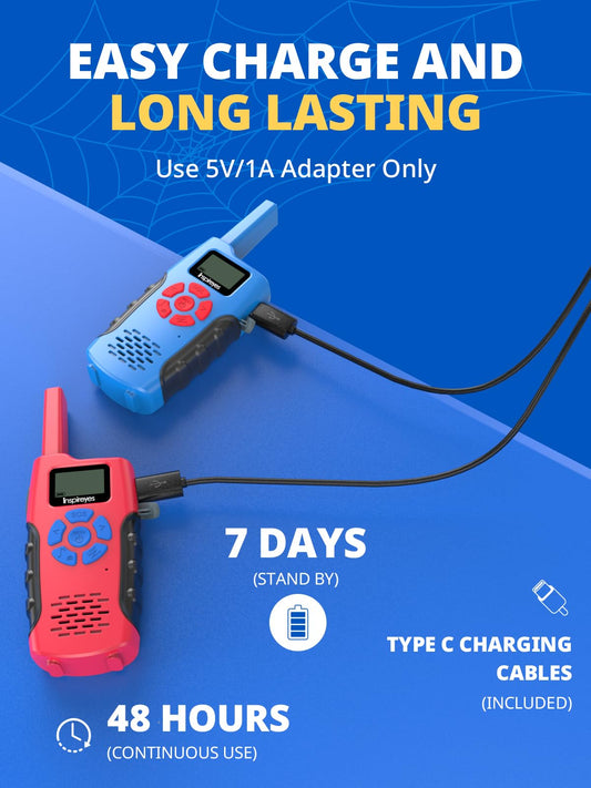 Inspireyes walkie-talkie held by child during outdoor play for easy communication.