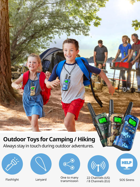 Inspireyes walkie talkies for kids held by child, showcasing lightweight ergonomics