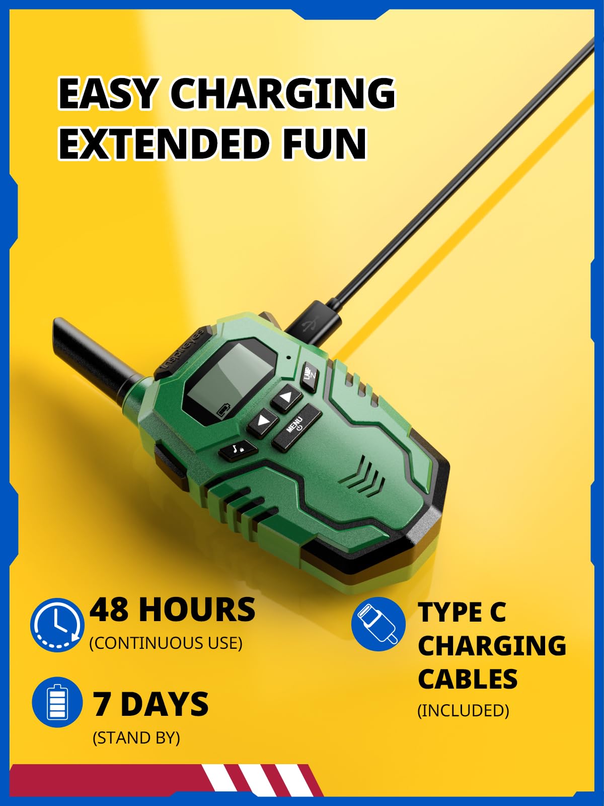 Inspireyes walkie talkie long-range provides clear 3-mile communication.